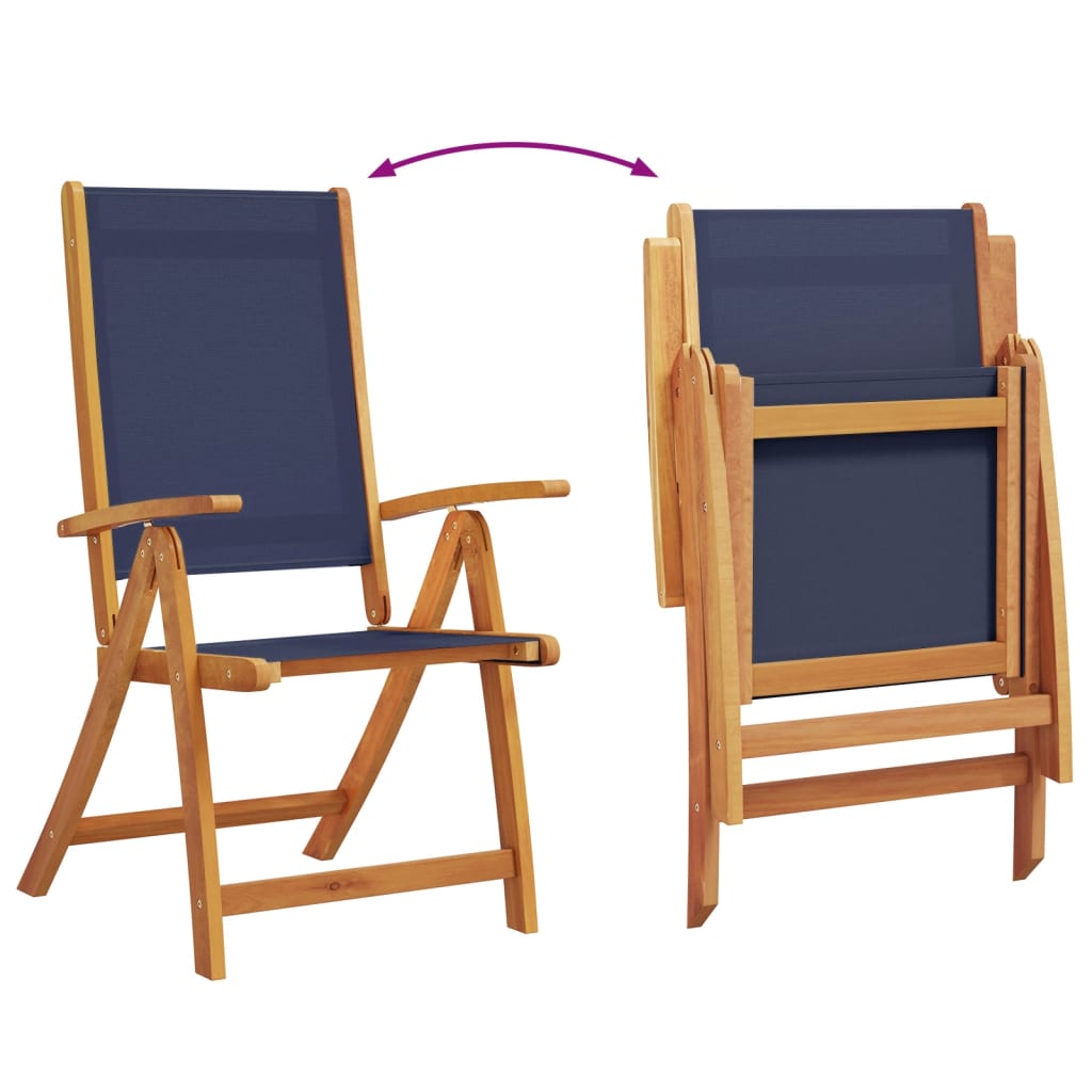 Folding Garden Chairs 6 pcs Solid Wood Acacia and Textilene